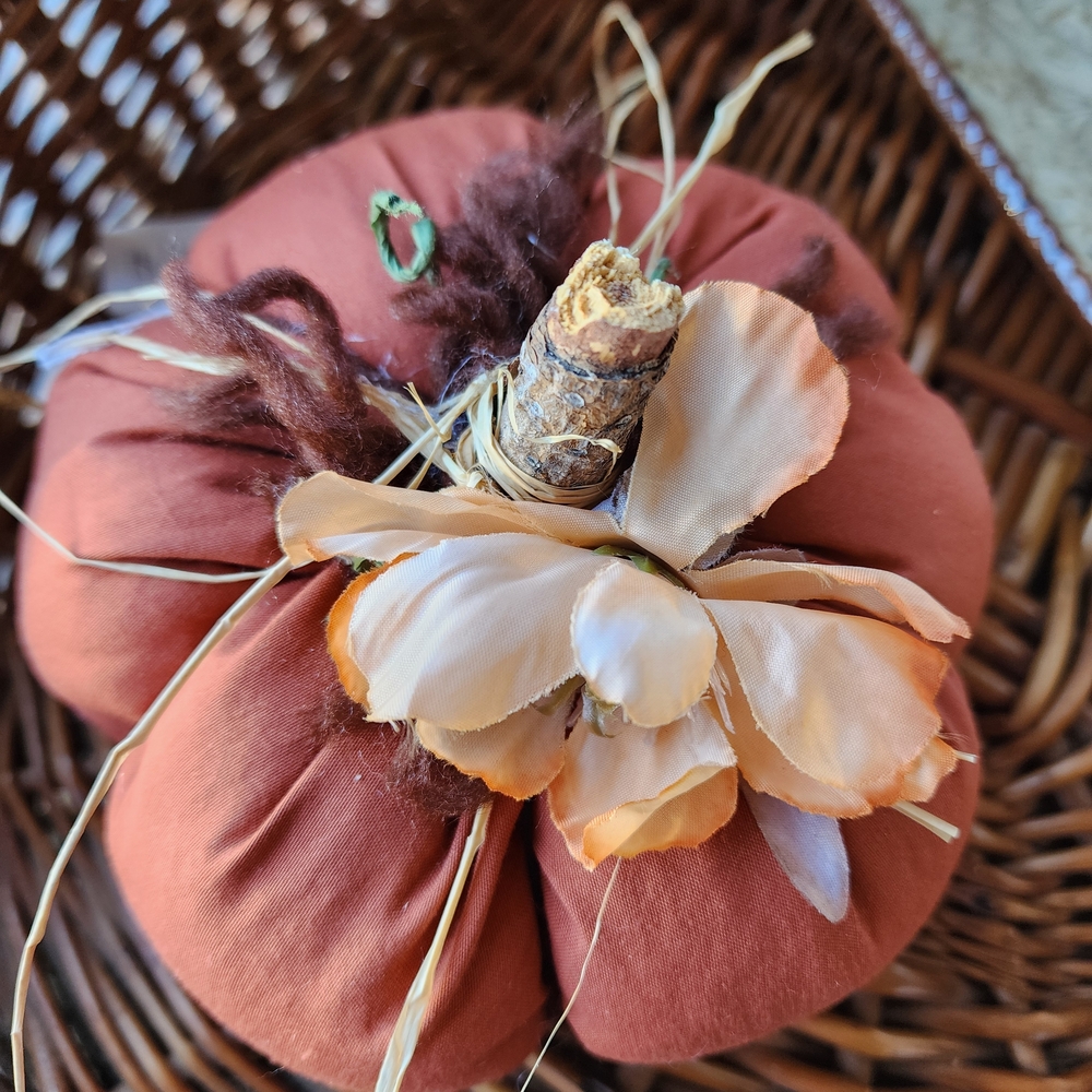 Rust Orange Fabric Pumpkin Decor